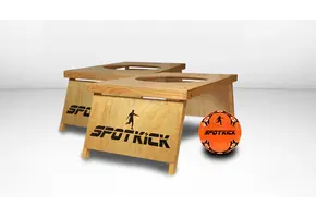 Spotkick: set van 2 houten doel poortjes met een gat aan de bovenkant