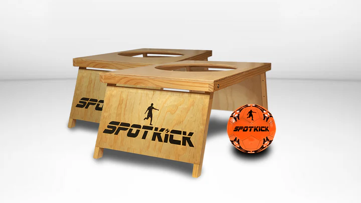 Spotkick : ensemble de 2 cages de but en bois avec un trou en haut