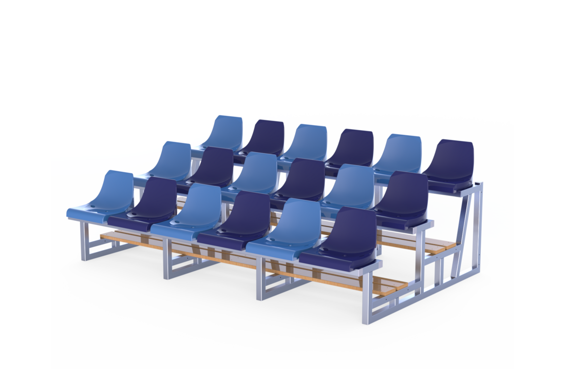 Tribune multi met 3 zitrijen