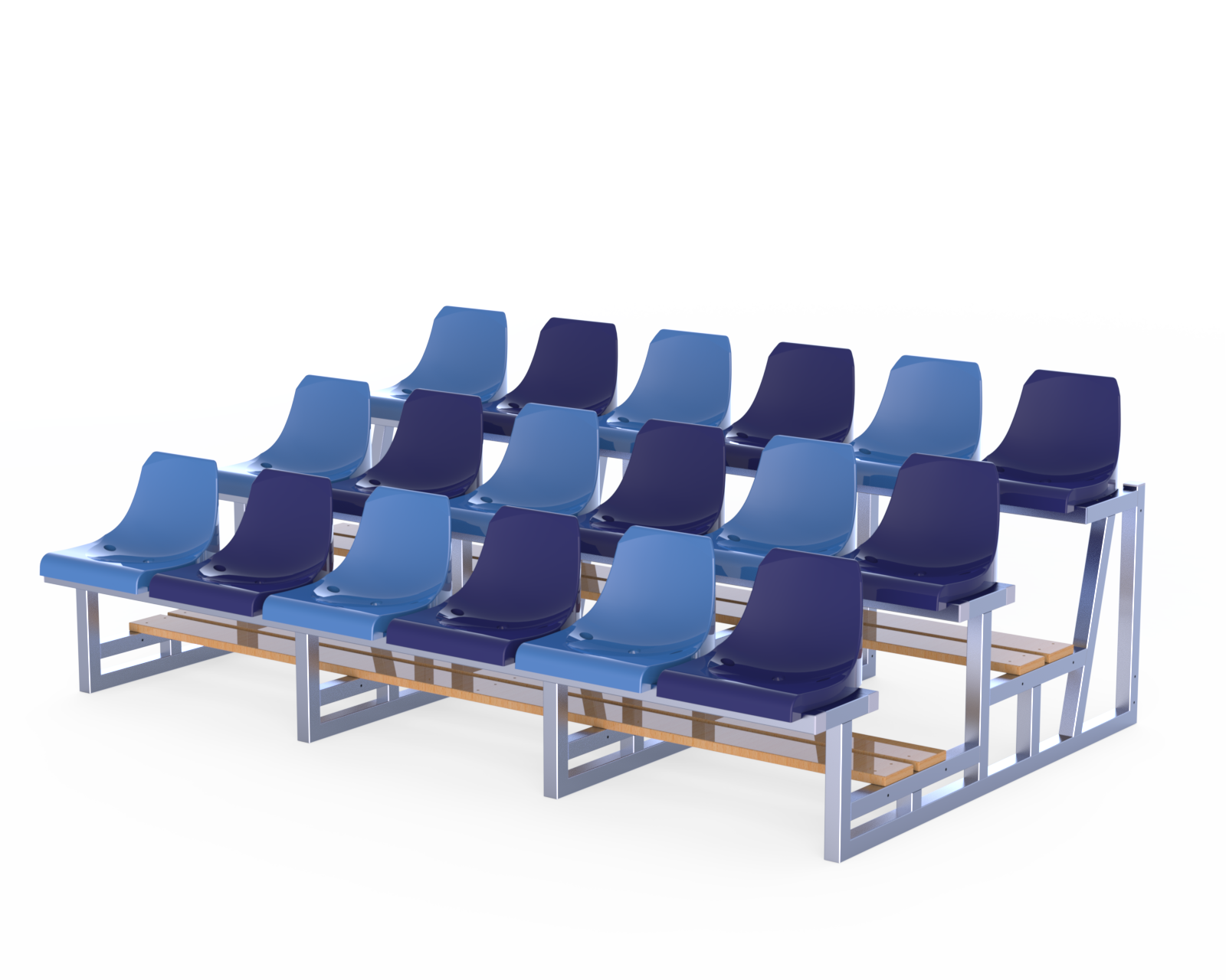 Tribune multiple avec 3 rangées de sièges