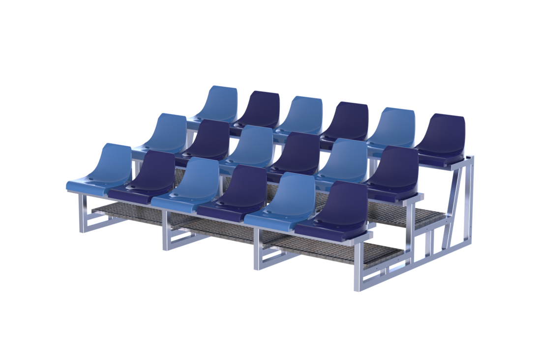 Tribune multi met 3 zitrijen