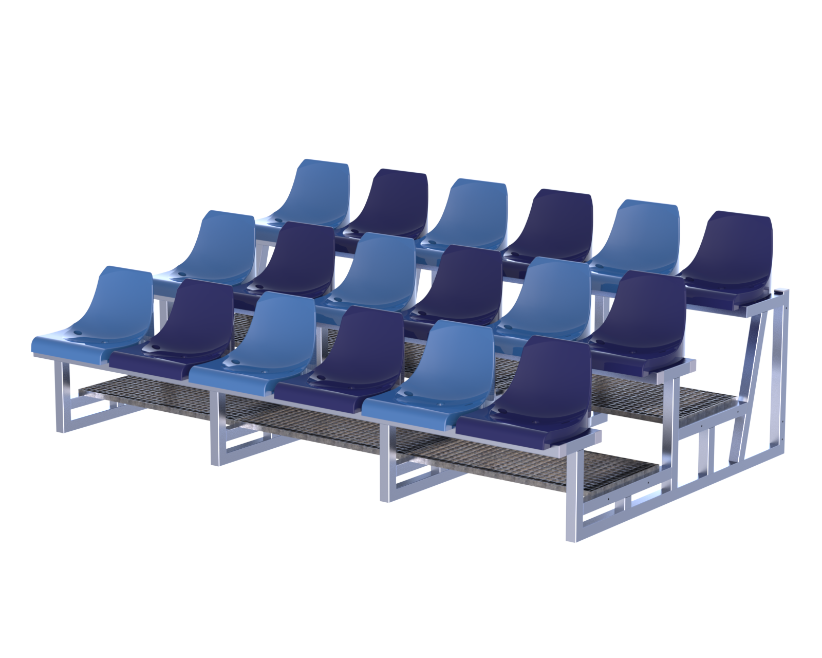 Tribune multi met 3 zitrijen