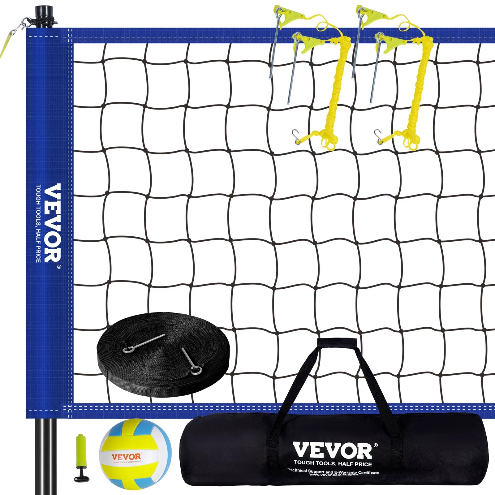 Filet de volley-ball réglable en hauteur sur 3 niveaux, idéal pour le jardin et la plage.