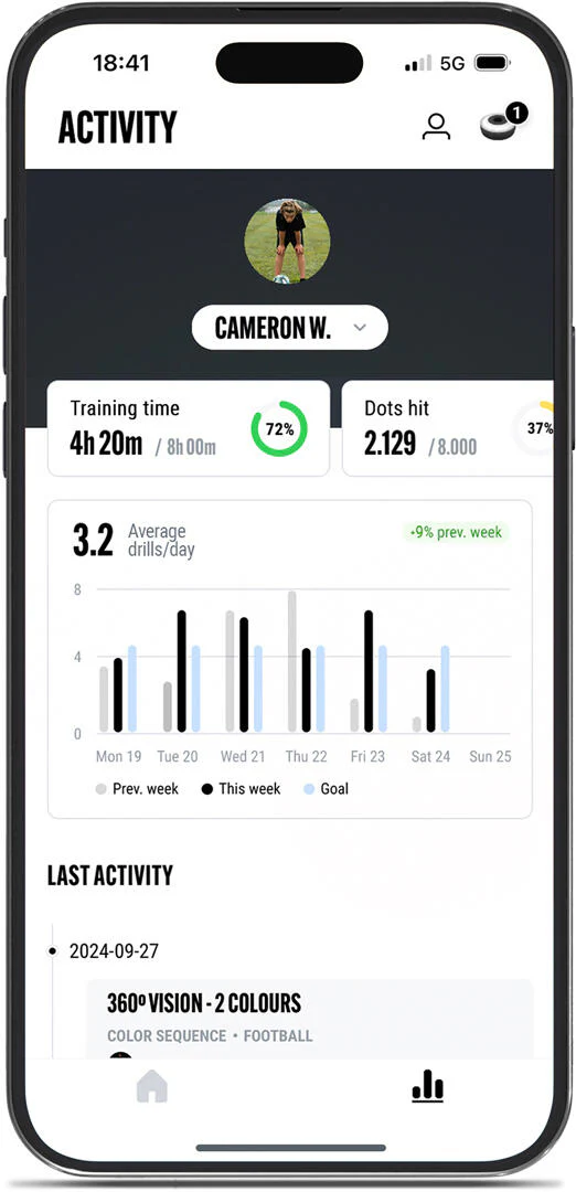 Rebondeur de padel ou de tennis Voon avec lumière de réaction