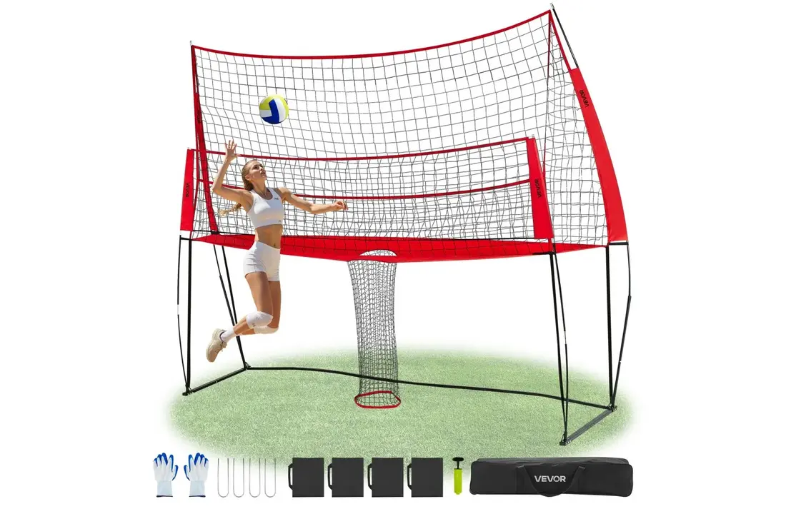 Filet d'entraînement de volley-ball avec panneau arrière réglable en hauteur