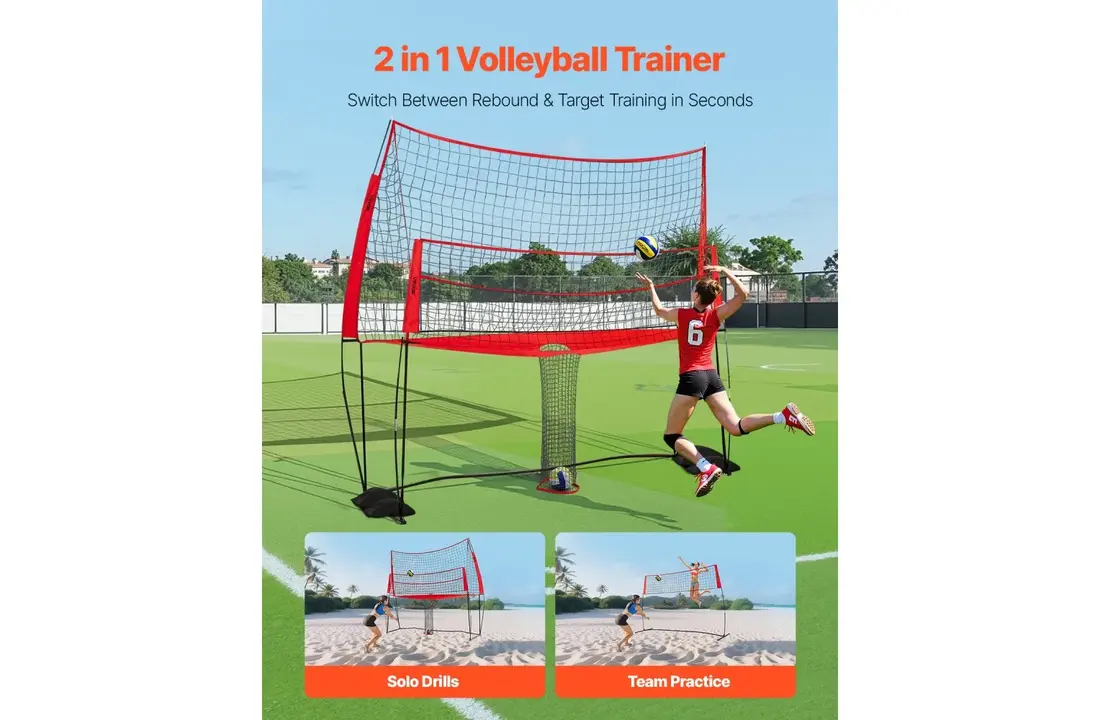 Filet d'entraînement de volley-ball avec panneau arrière réglable en hauteur