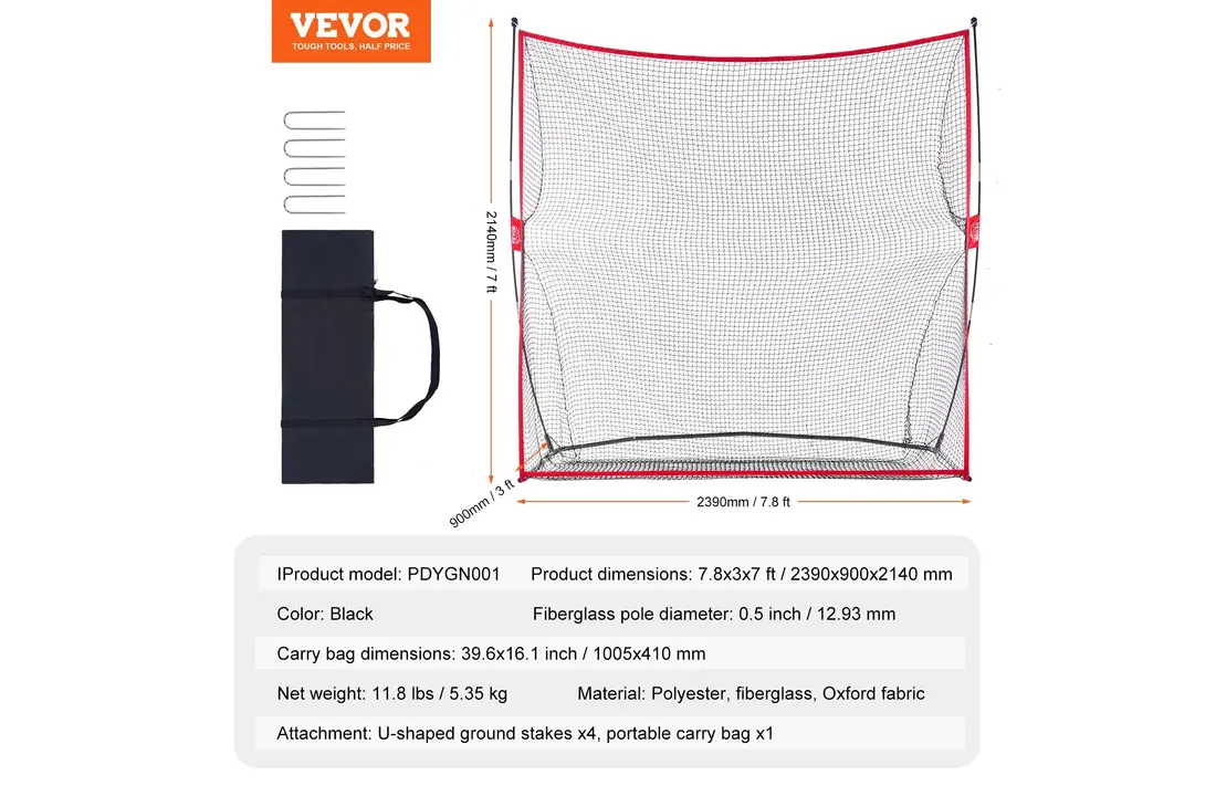 Oefennet multi golf en voetbal 240cm x 180cm