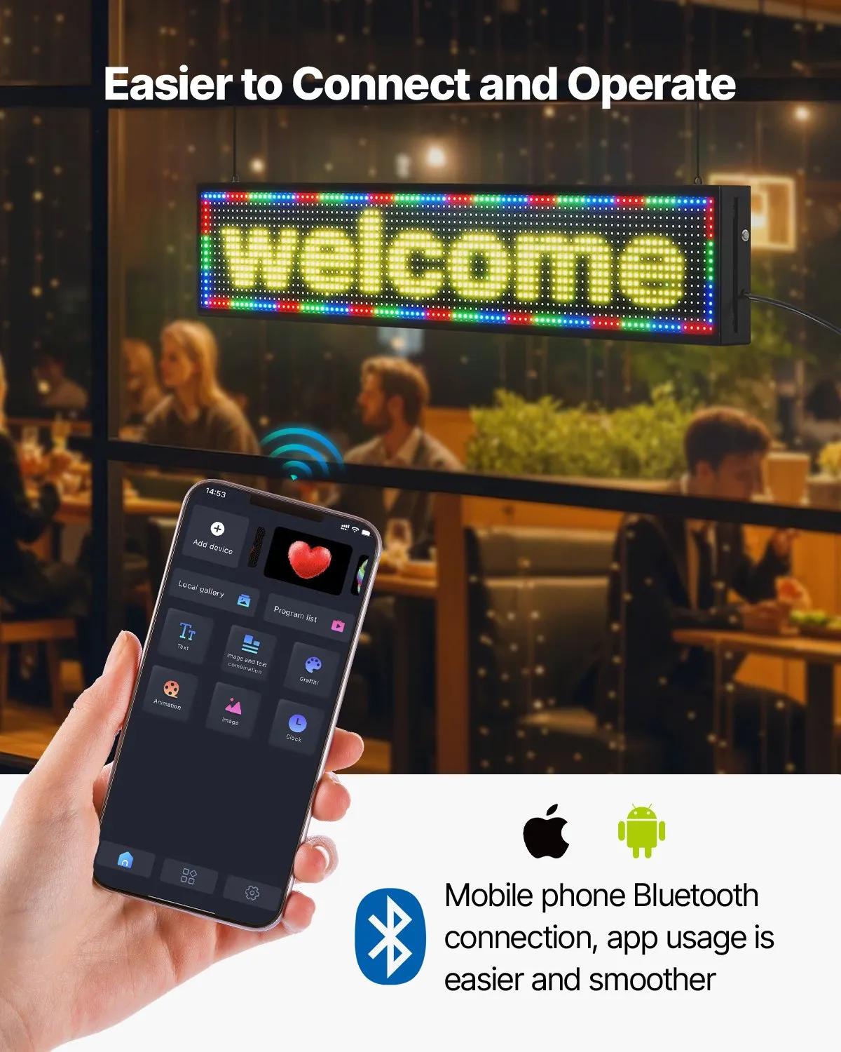 Led Display 100cmx20cm programmeerbaar Kantine