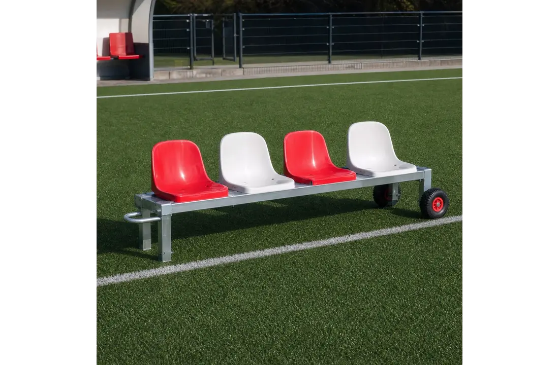 Zitbank Vast Sportveld Aluminium  met 4 zitjes