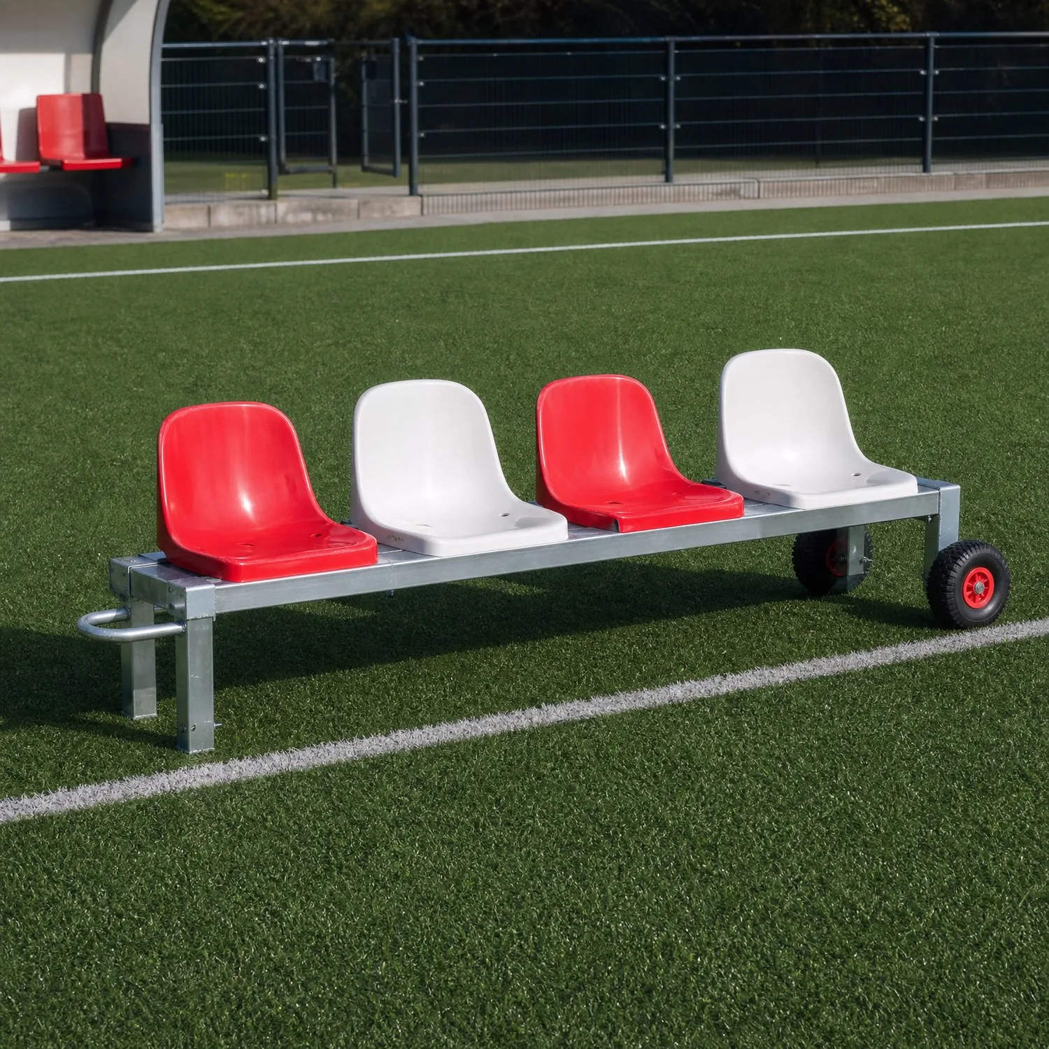 Zitbank Vast Sportveld Aluminium  met 4 zitjes