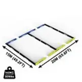 Opblaasbare Voetbal Boarding 20m x 15m met 2 veldjes 3v3