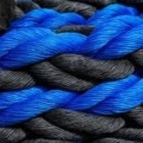 Hockeytouw 30 meter blauw zwart