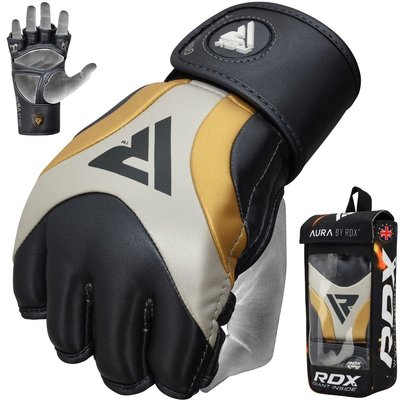 RDX Sports T17 Aura Grappling Gloves | MMA - Zwart/goud