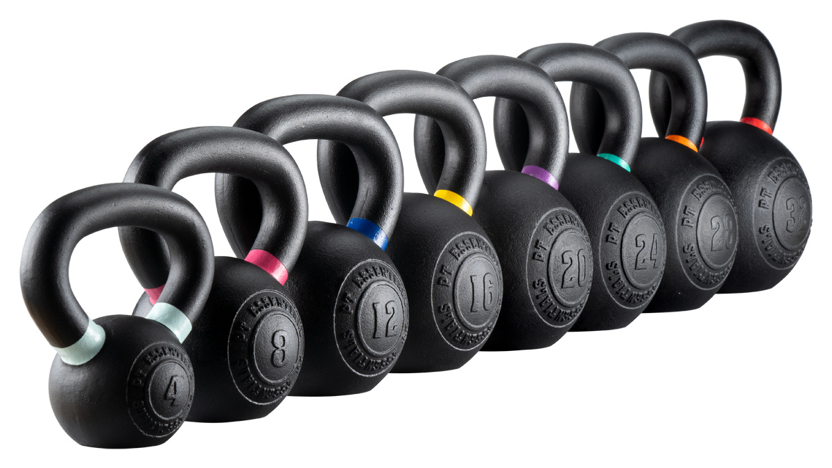 Fitnesskoerier PTessentials Crossfit Kettlebell Poedercoated 4 - 32 kg aanbieding