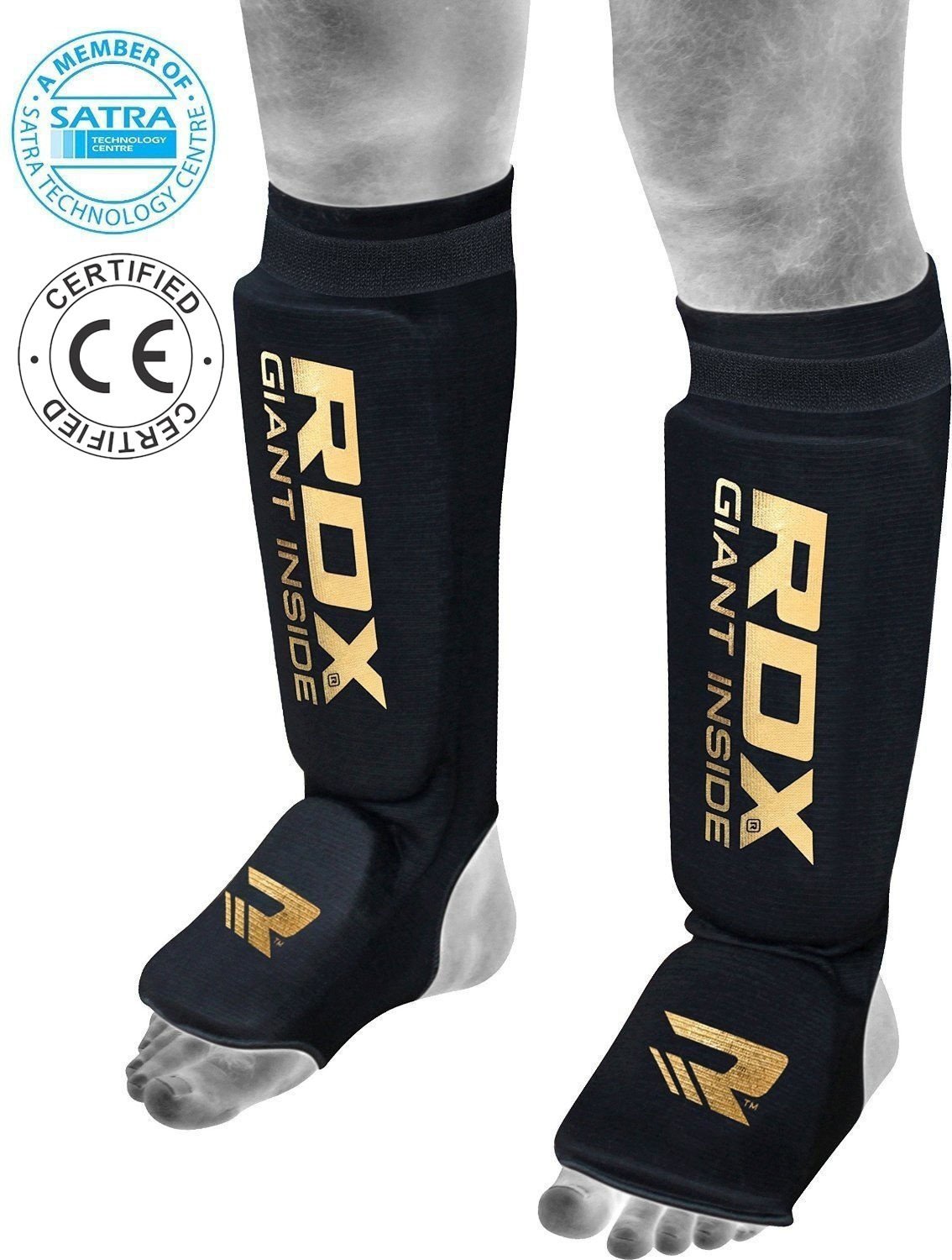 RDX Sports Hosiery Shin Instep Foam Zwart-Goud