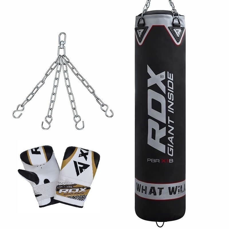 RDX Training Bokszak PB-X1B inclusief ketting en zakhandschoenen 5 ft 150 cm Leer