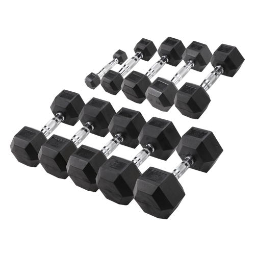 Body-Solid Hexa Rubber Dumbbell Set 1 -10 kg + opbergrek