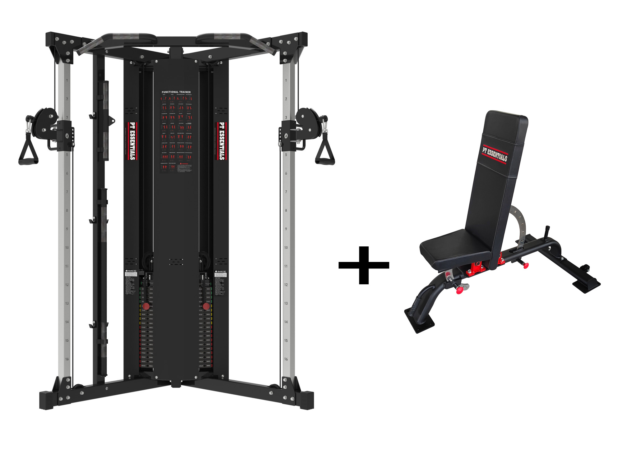 PTessentials PRO Functional Trainer incl. adjustable bench - 2 x 90 kg stack