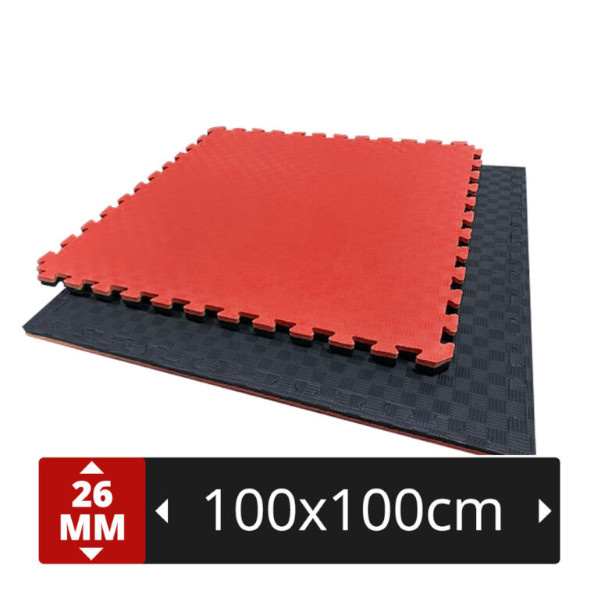 PTessentials Tatami matten 100x100x2,6 cm - Palletprijs - Rood-Zwart afbeelding