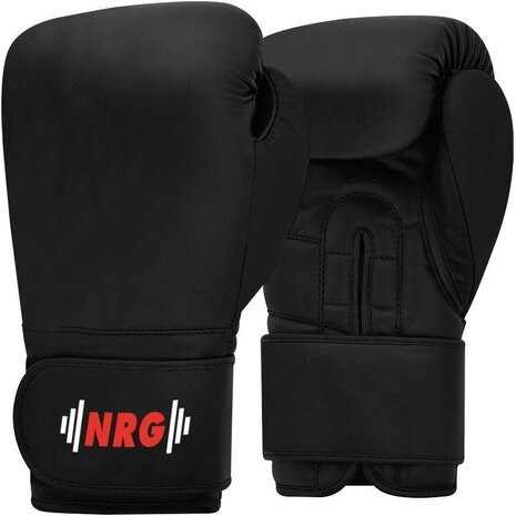 NRG Boxing F4 - Bokshandschoenen - Boxing Gloves - Boksen - Zwart - 10 oz - Training - Sparring - Kunstleer