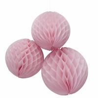 Papieren honeycombs roze (3 stuks)