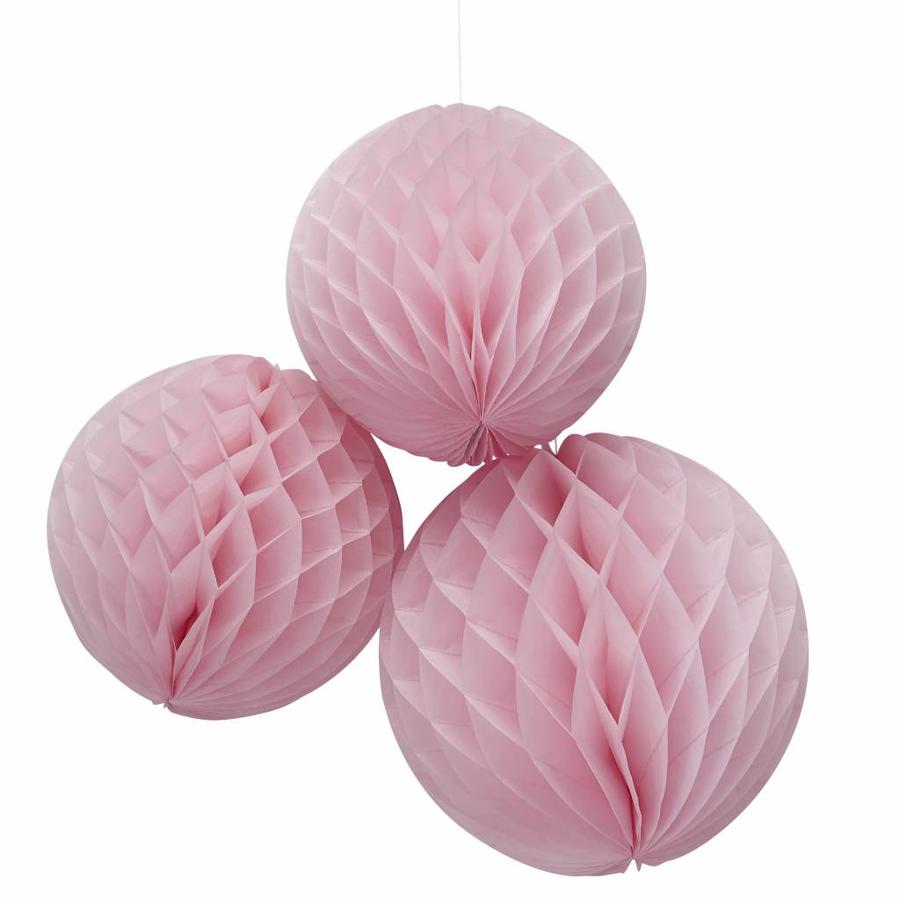 Papieren honeycombs roze (3 stuks)-1