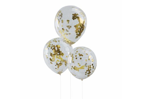 Confetti ballon goud (5 stuks) 