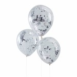 Confetti ballon zilver (5 stuks)
