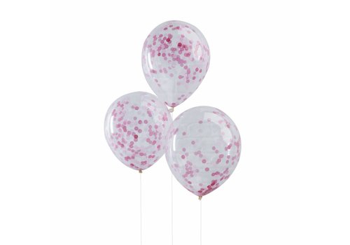 Ballon confettis rose (5 pièces) 