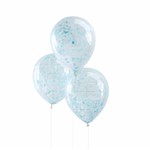 Confetti ballon blauw (5 stuks)