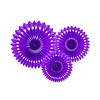 Perfect Decorations Papieren tissue waaiers violet (3 stuks)