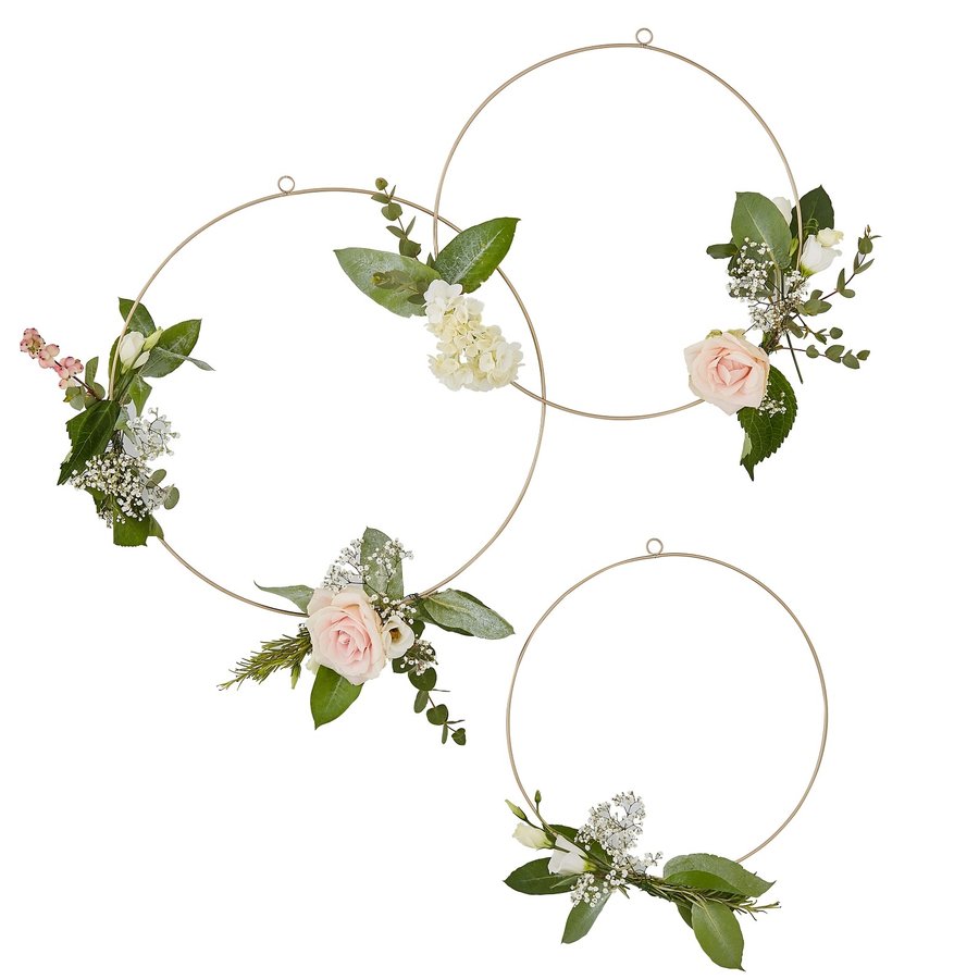 Cerceaux a décorer de fleurs d'or (3 pieces)-1