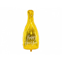 thumb-Folieballon champagnefles goud Happy New Year-1