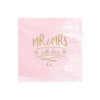 thumb-Serviette rose Mr and Mrs with love (20 pcs)-1