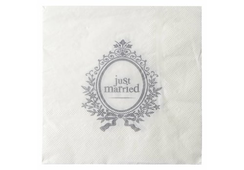 Servetten wit Just Married (20 stuks) 