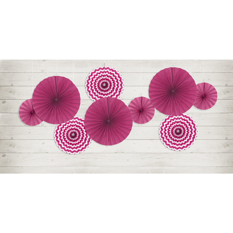 Papieren waaiers fuchsia (3 stuks)-2