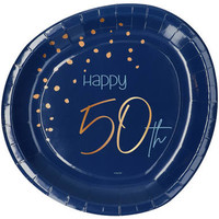 Bordje Happy 50th  blauw  (8 st.)