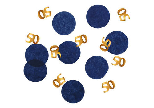 Tafelconfetti blauw met goud 50 