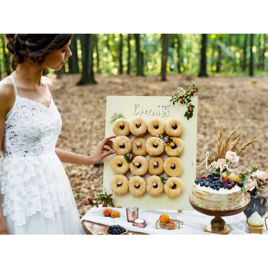 Mur de donuts, bois naturel, 45x55cm-3