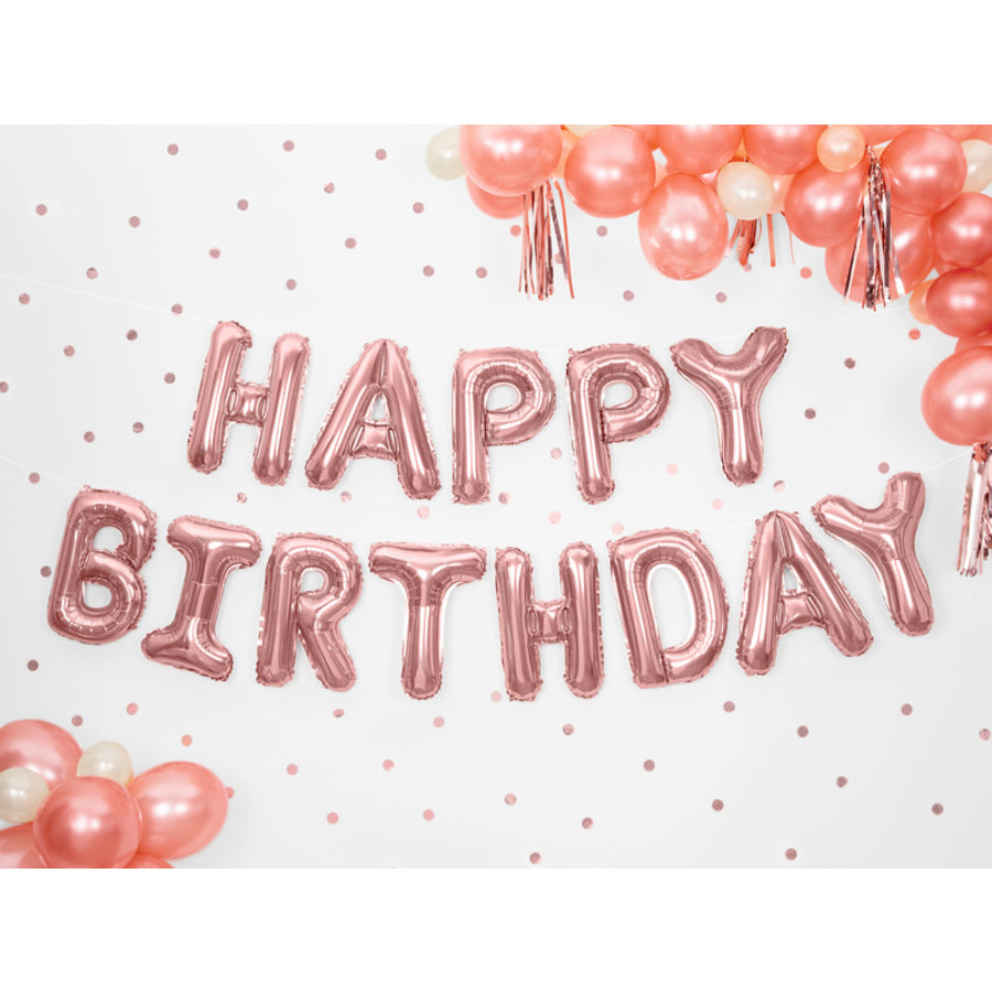 Ballon aluminium "Happy Birthday" rose-2