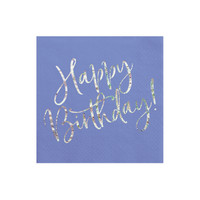 thumb-Serviettes en papier happy birthday  violet (20 pcs)-1