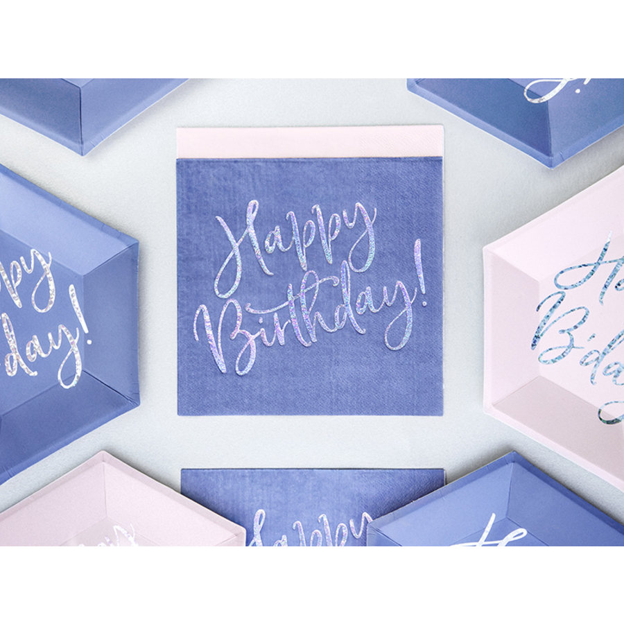 Serviettes en papier happy birthday  violet (20 pcs)-3