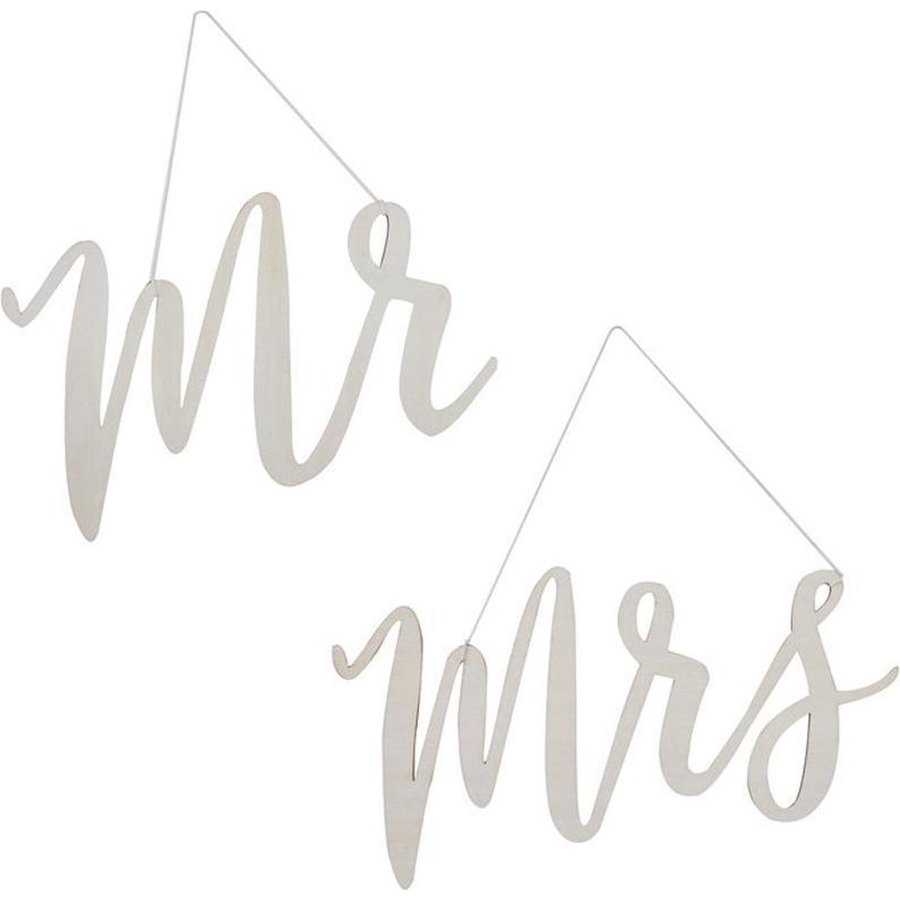 Houten bordjes Mr & Mrs-1