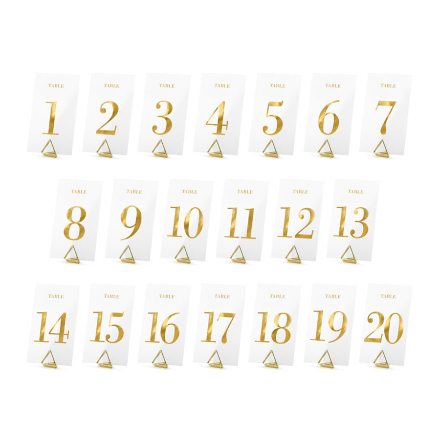 Numéro de table transparent d'or (1 - 20)-2