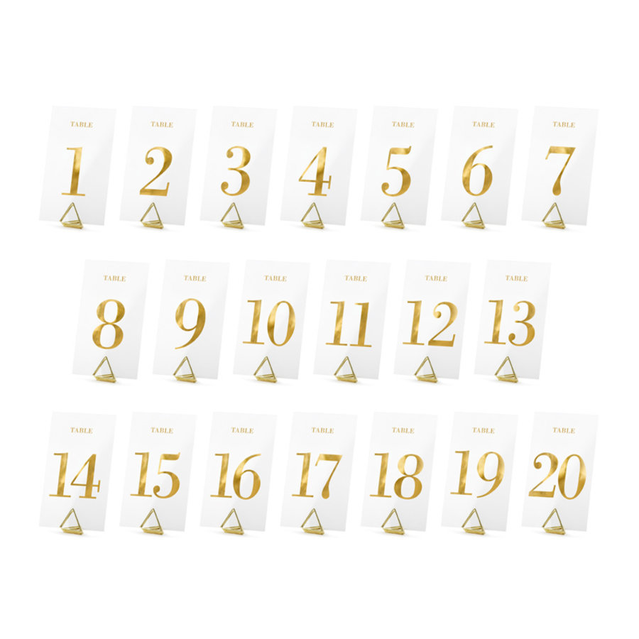 Numéro de table transparent d'or (1 - 20)-2