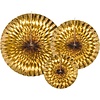 Perfect Decorations Papieren waaier goud (3 stuks)