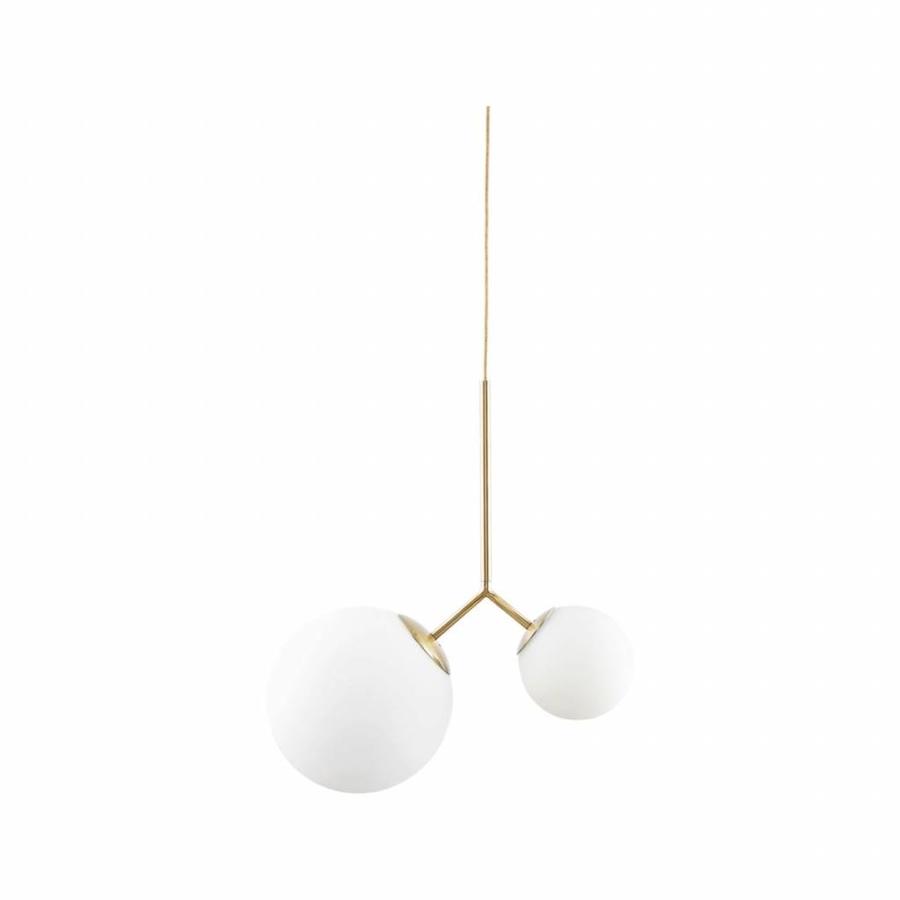 House Doctor hanglamp Twice: witte bollen met goud. - BRIC.