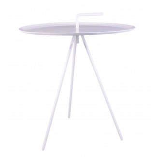 Ronde bijzettafel metaal met handvat wit