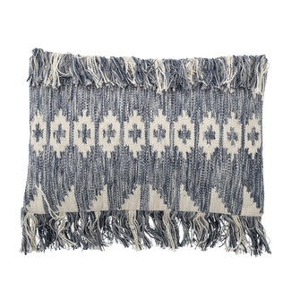 Bloomingville Langwerpig kussen met print blauw wit