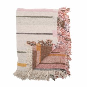 WOONPLAID ROZE NATUREL TOSCANA